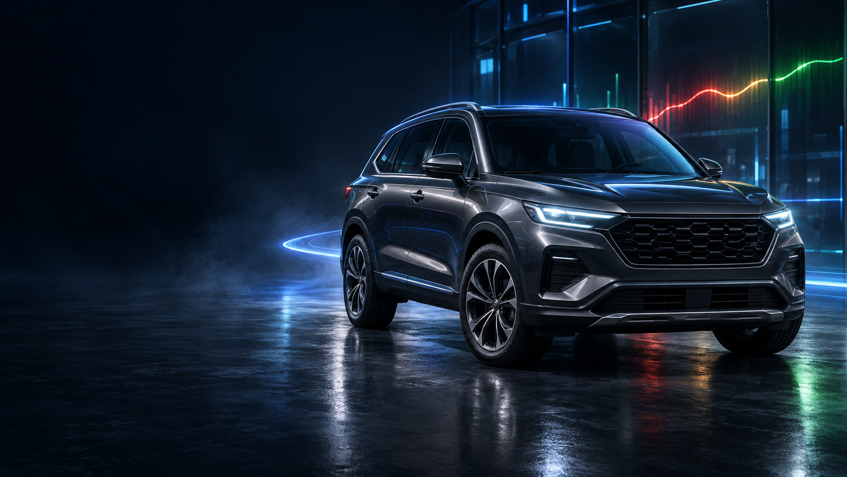 SUV moderno analizado con inteligencia de mercado